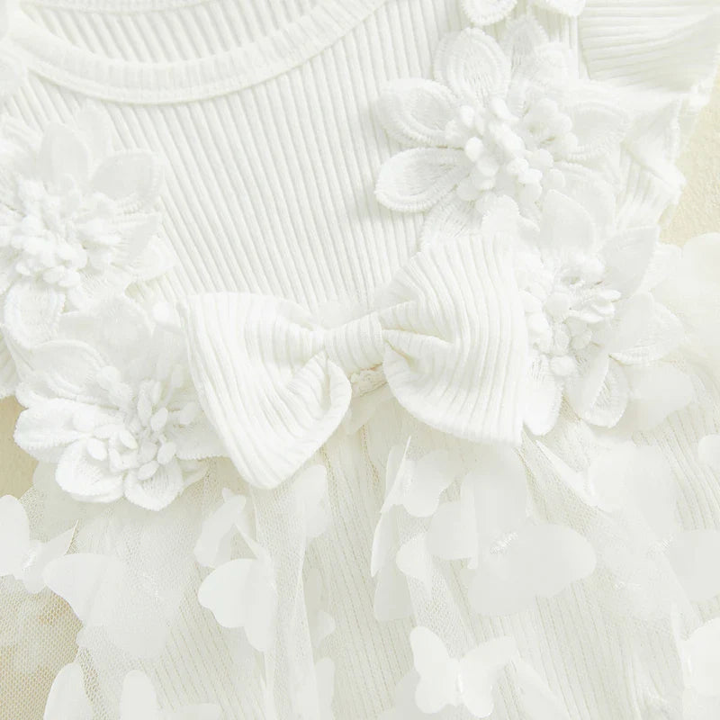 Ribbed Butterfly Flower Dress