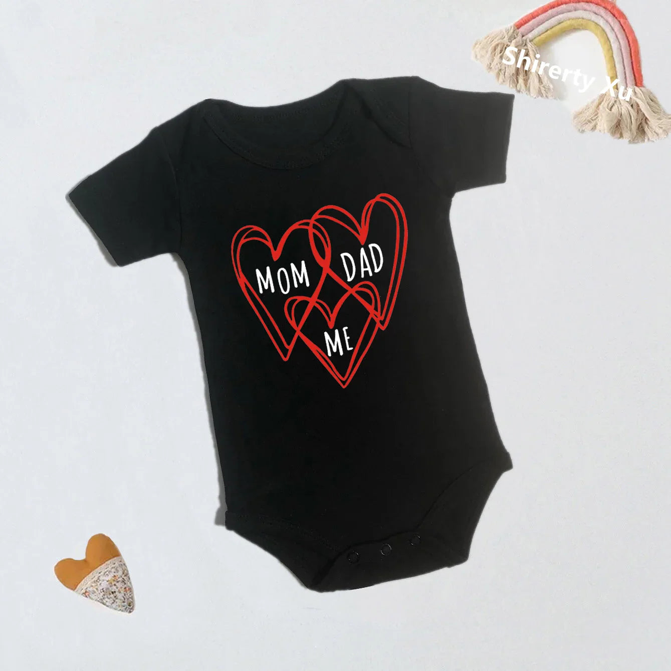 Mom Dad & Me Heart Onesie