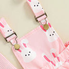 Bunny Ruffle Overalls Easter Dress Outfit