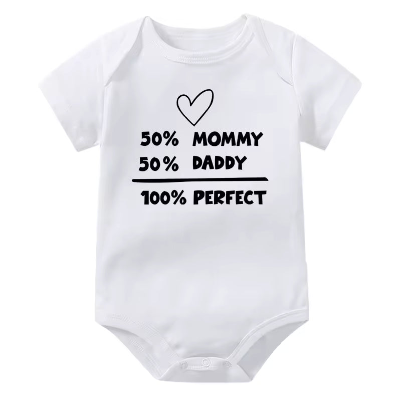 50% Mommy 50% Daddy 100% Perfect Baby Onesie (Multiple Color)