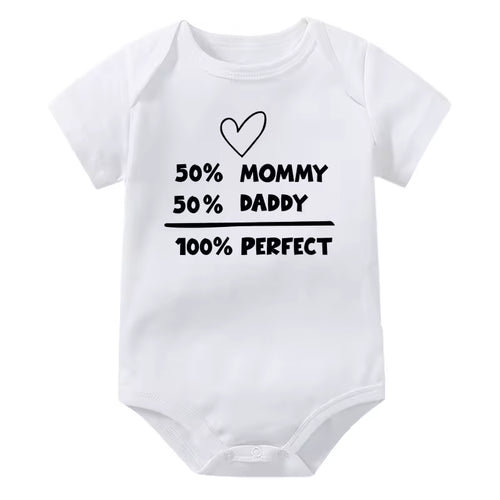 50% Mommy 50% Daddy 100% Perfect Baby Onesie (Multiple Color)