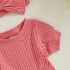 Solid Ribbed Mia Onesie & Headband