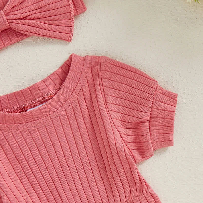 Solid Ribbed Mia Onesie & Headband