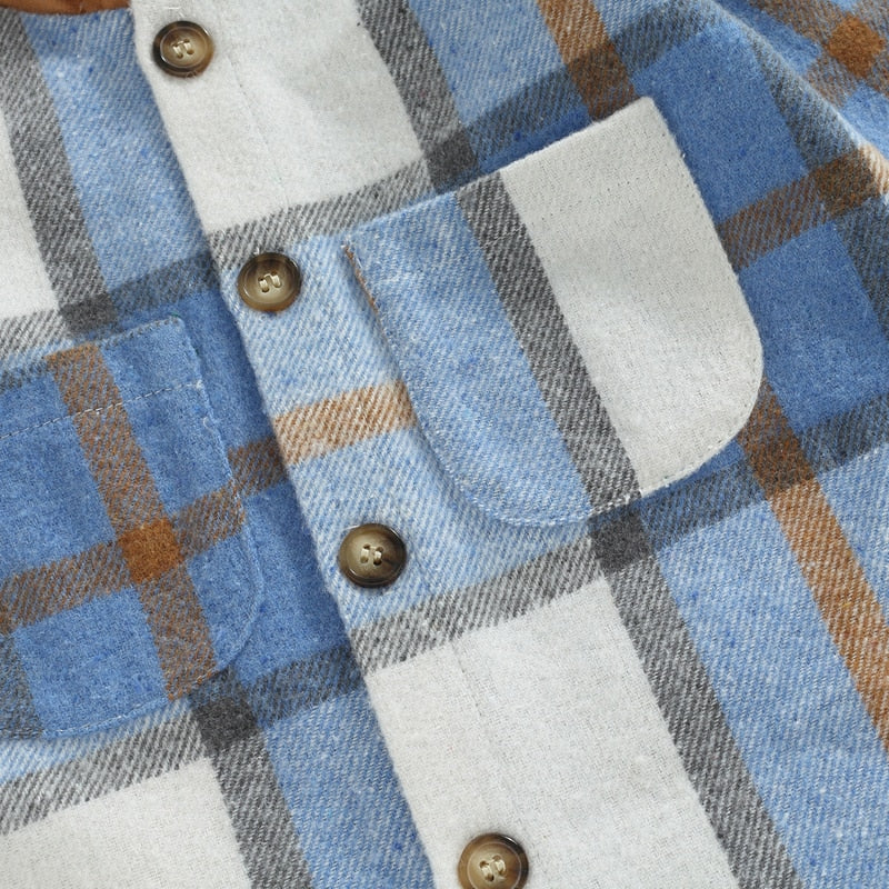 Plaid Hoodie Top with Solid Pants
