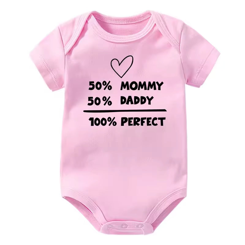 50% Mommy 50% Daddy 100% Perfect Baby Onesie (Multiple Color)