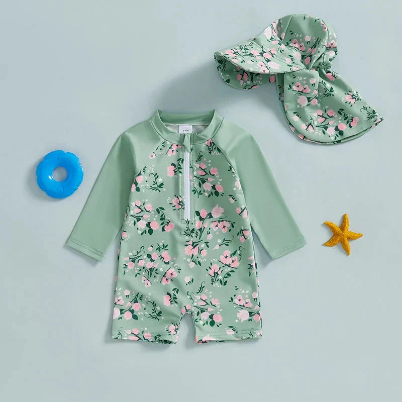 Blossoming Flower Swimsuit & Hat