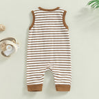 Sleeveless Striped Button Romper