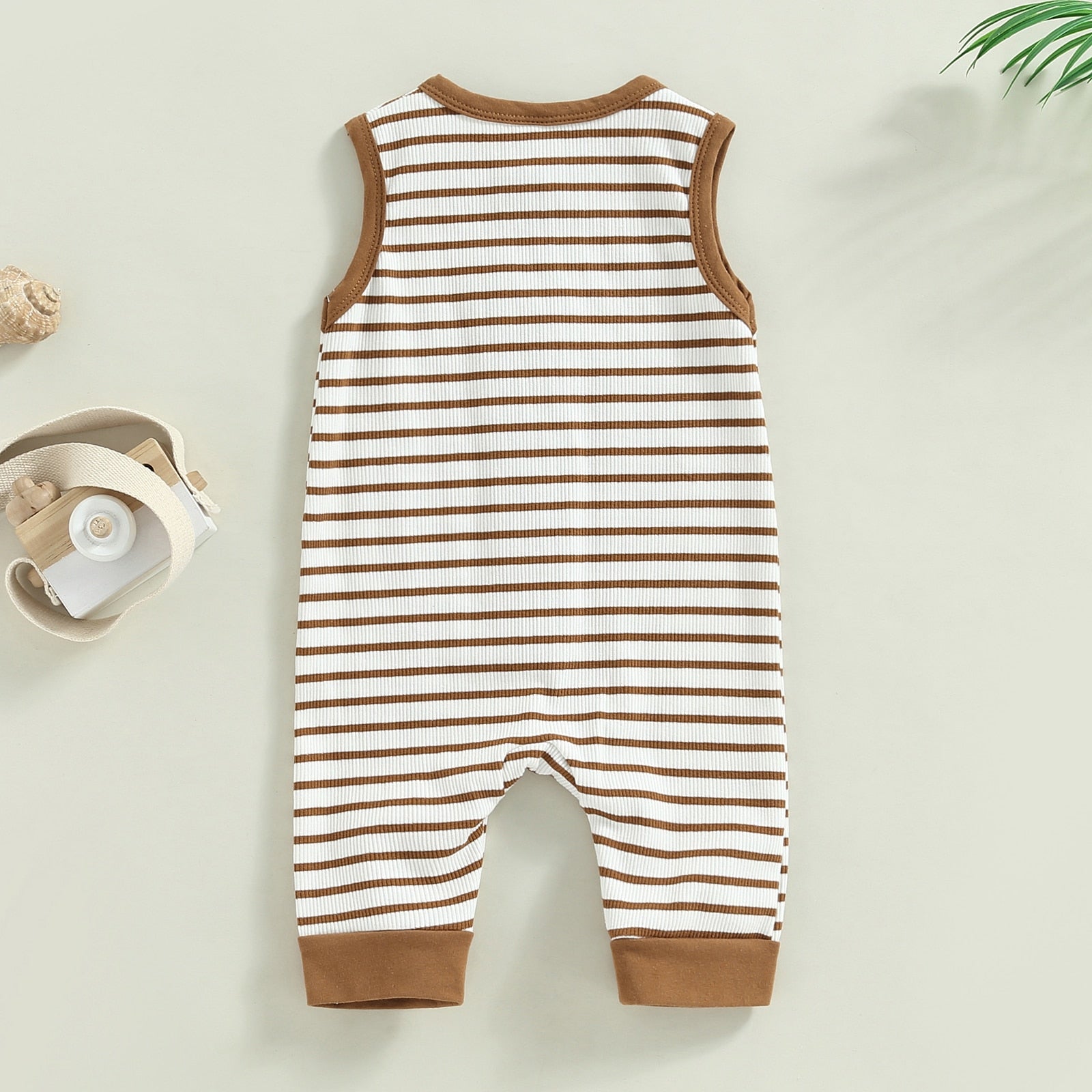 Sleeveless Striped Button Romper