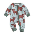 Ribbed Cow Full Sleeve Romper