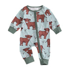 Ribbed Cow Full Sleeve Romper