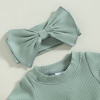 Solid Ribbed Onesie & Headband