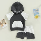 Short Sleeve T-shirt Hoodie & Shorts Set