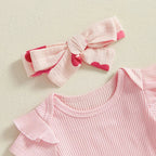 Ribbed Ruffle Flower Outfit & Bow