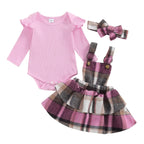 Piper Plaid Overalls Dress & Bow Outfit