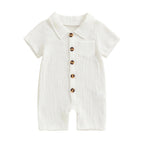 Solid Collared Button Romper