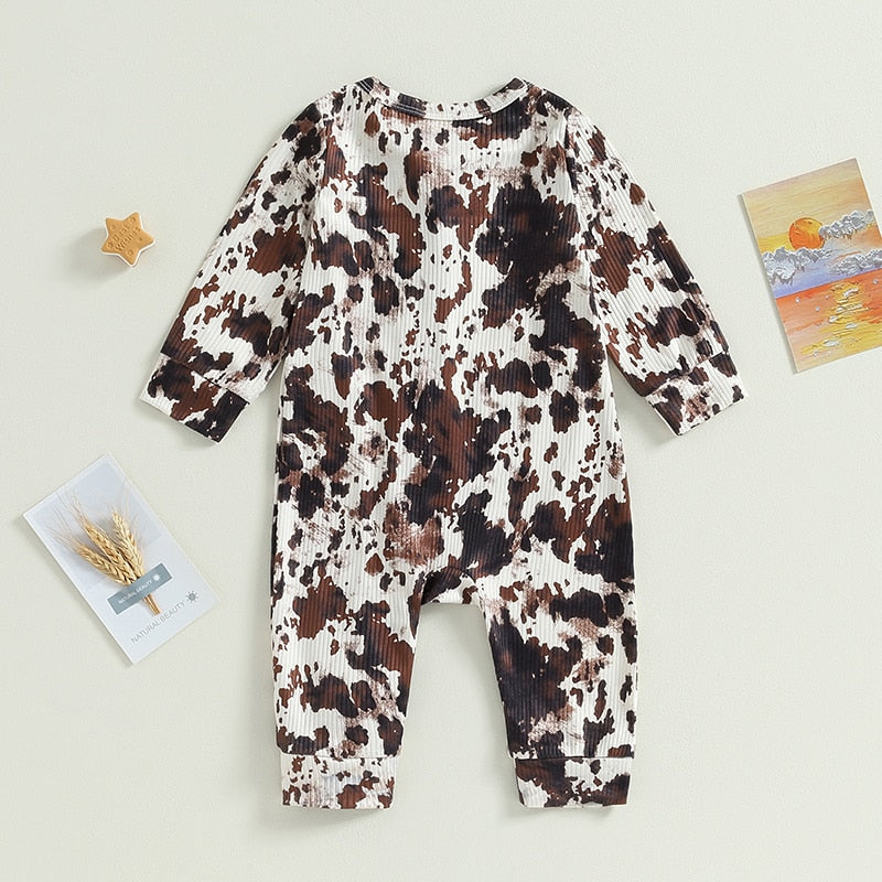 Long Sleeve Cow Print Onesie