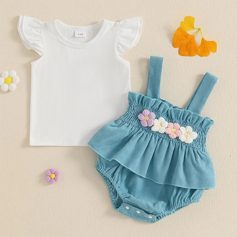Ruffled Flower Romper Outfit
