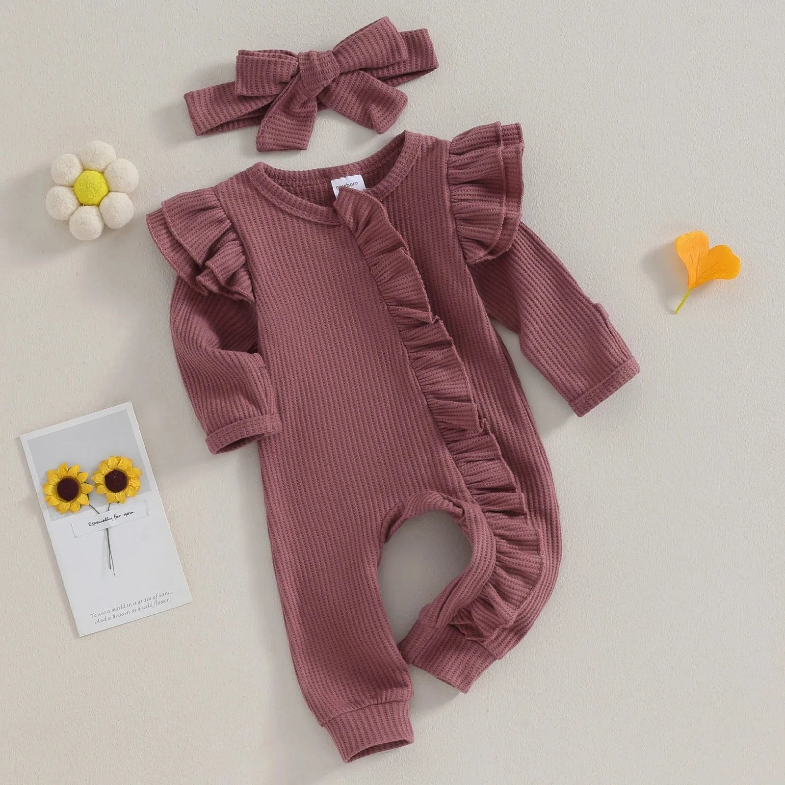 Solid Ruffled Ophelia Onesie & Bow