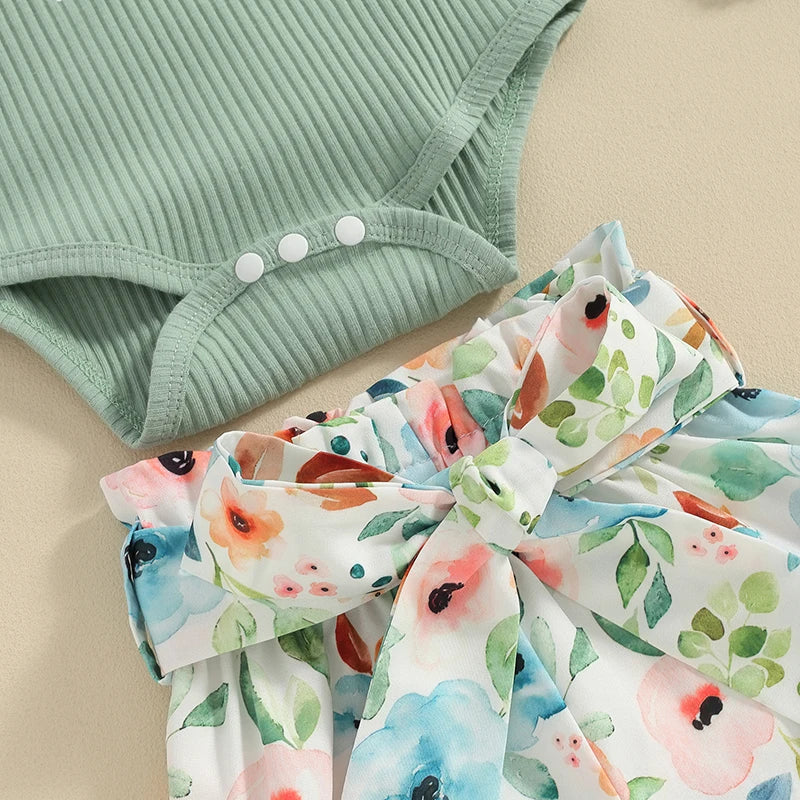 Daddy's Girl Floral Shorts & Bow Outfit