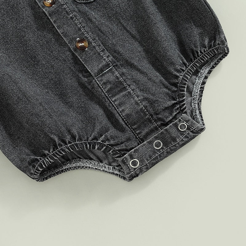 Collared Denim Romper