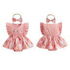 Pink Easter Romper Dress with Bow