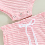 Ribbed Flutter Onesie with Shorts & Bow