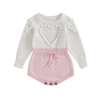 Long Sleeve Heart Knitted Romper