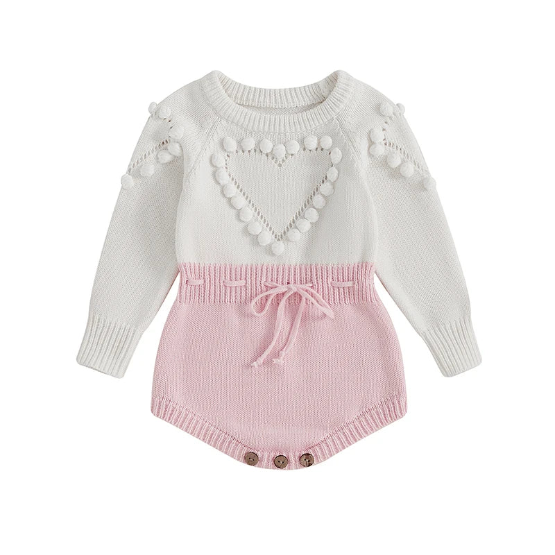 Long Sleeve Heart Knitted Romper