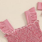 Plaid Strawberry Ruffle Dress & Bow