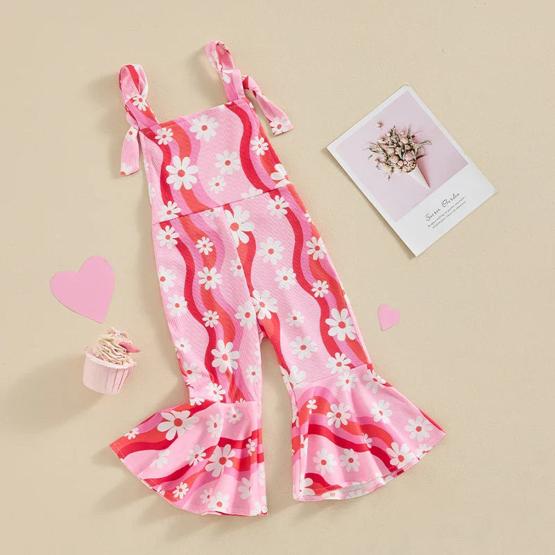Groovy Flower Wave Bell Bottom Romper