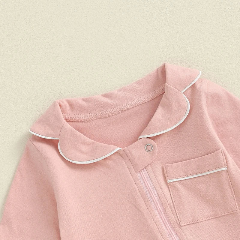 Solid Collared Pocket Onesie
