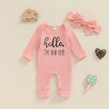 Hello I'm New Here Ribbed Onesie & Bow