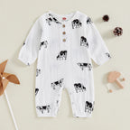 Cow Button Romper