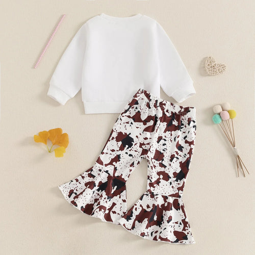 Cow Print Bow Bell Bottoms Outfit