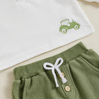 Button Tractor Boy Outfit