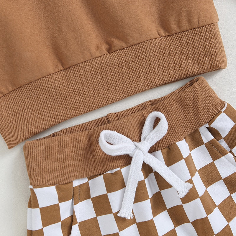 Checkered Plaid Pocket Top & Pants