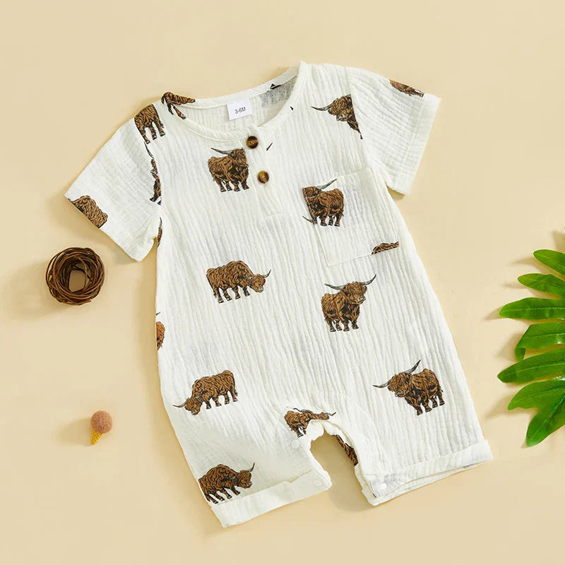 Highland Cattle Button Romper