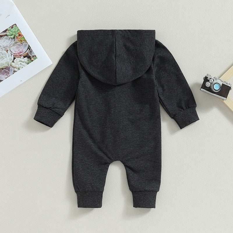 Solid Hoodie Zipper Romper