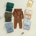 Solid Ribbed Hooded Jogger Set