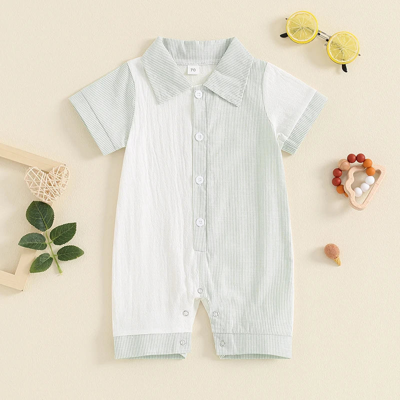 Collar Stripes Romper