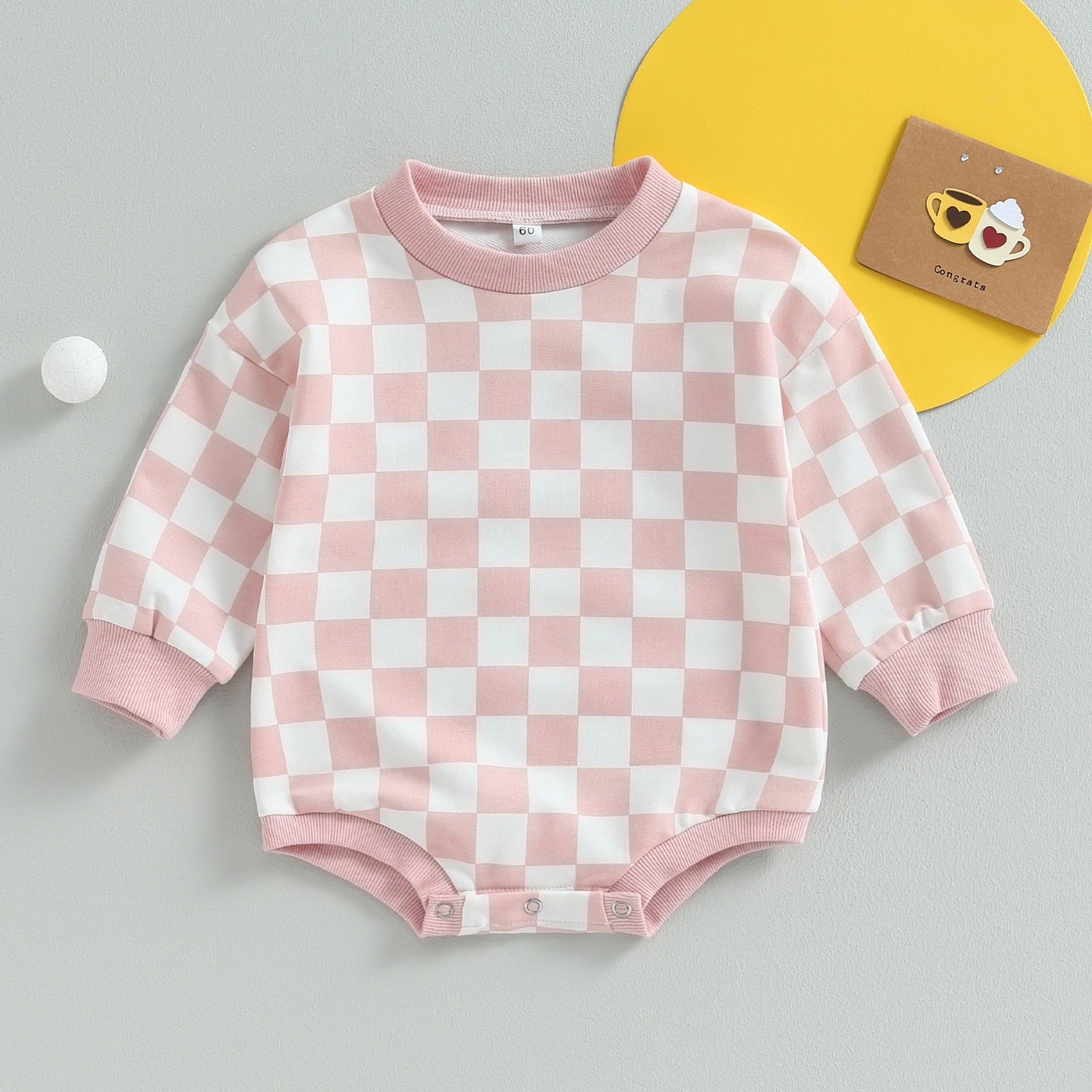 Long Sleeve Checkered Onesie