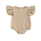 Solid Ruffled Fly Sleeve Onesie