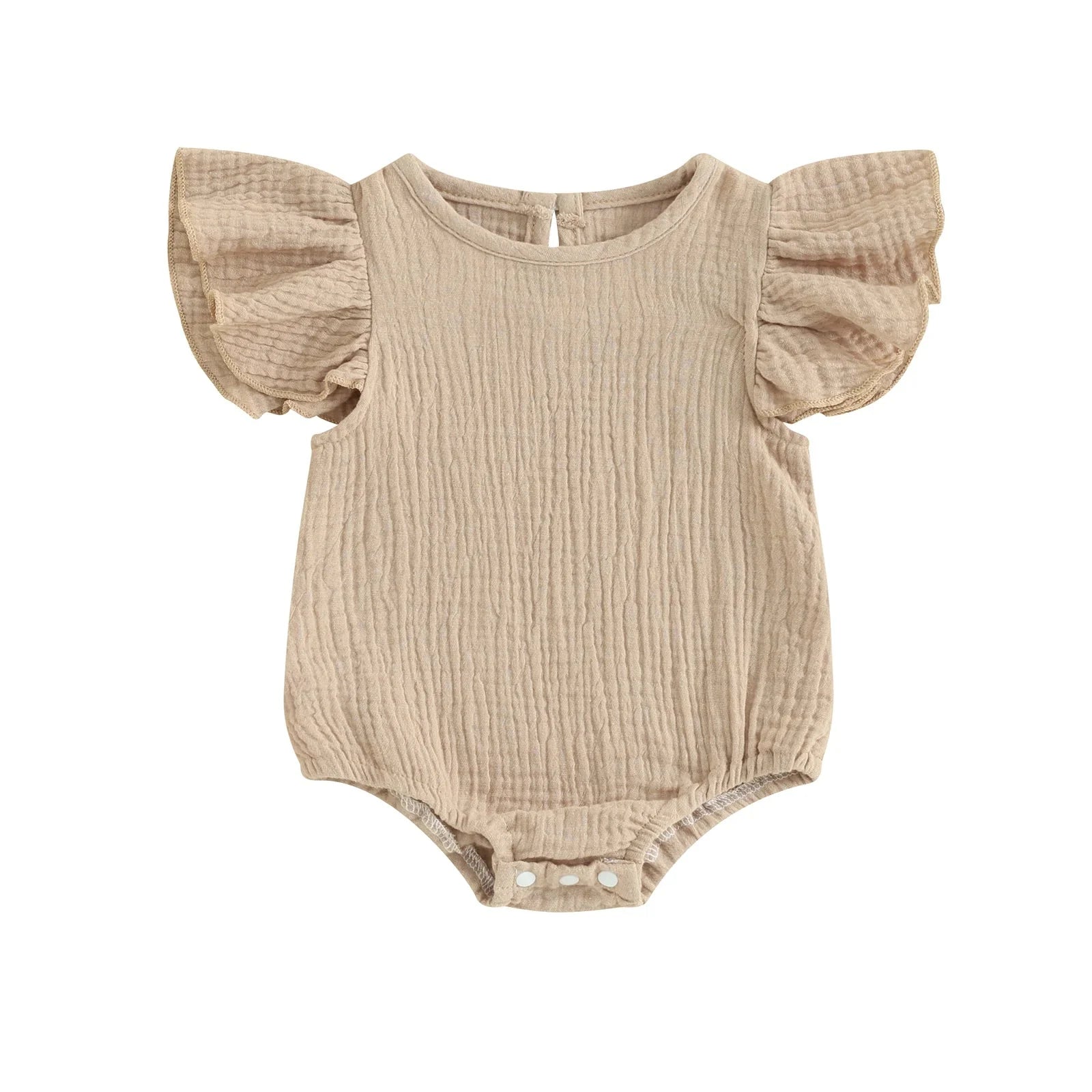 Solid Ruffled Fly Sleeve Onesie