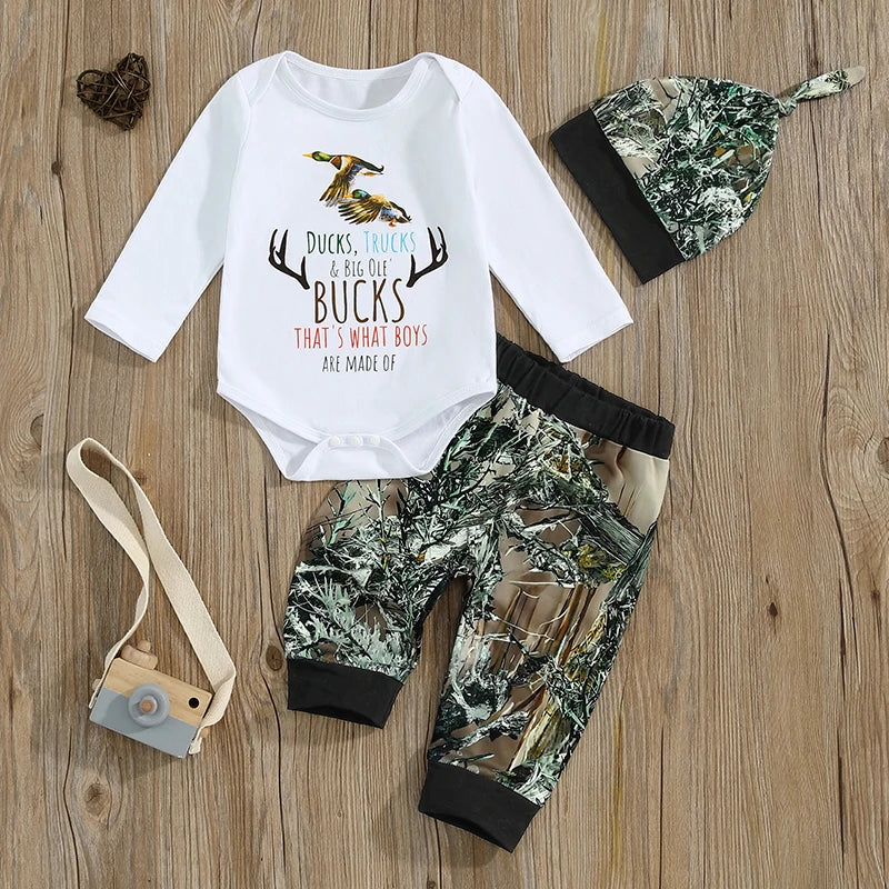 Ducks Trucks and Big ole Bucks Wild Camo Outfit Set