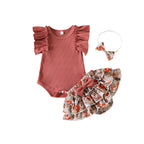 Baby Girl Ruffle Romper & Floral Shorts Set