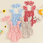Cinched Plaid Romper & Bow
