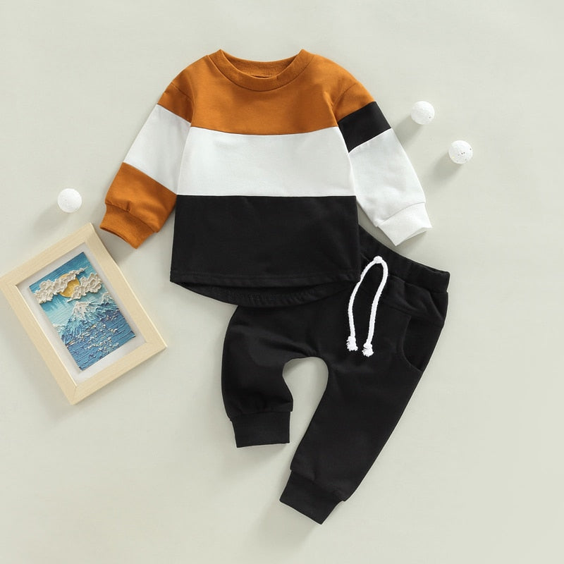 Patchwork Long Sleeve Outfit
