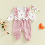 Sweetheart Baby Girl Ruffle Bow Jumpsuit Set 💕