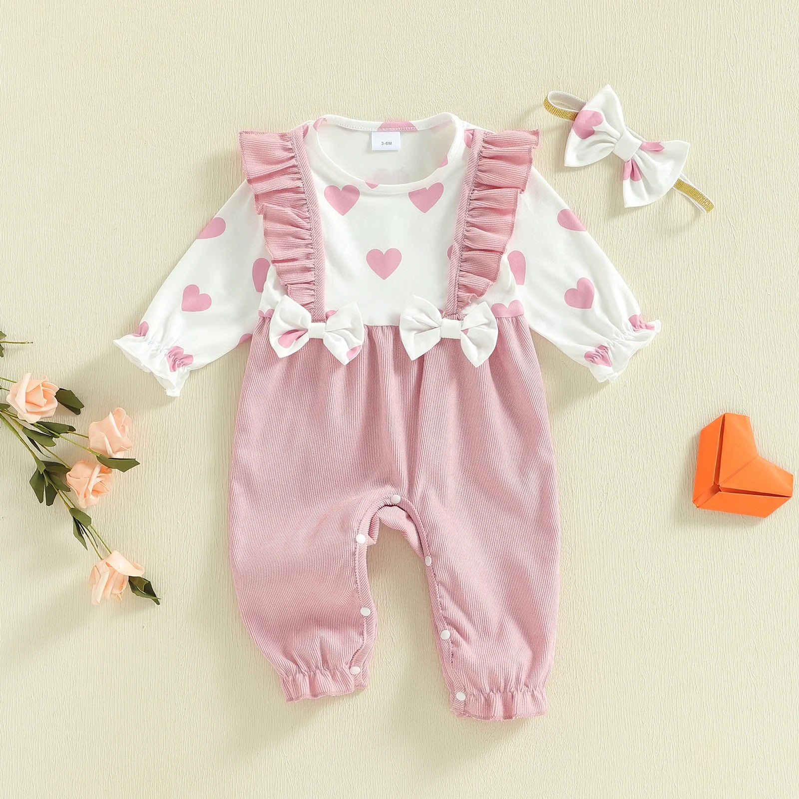 Sweetheart Baby Girl Ruffle Bow Jumpsuit Set 💕