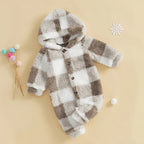 Plush Plaid Hoodie Romper